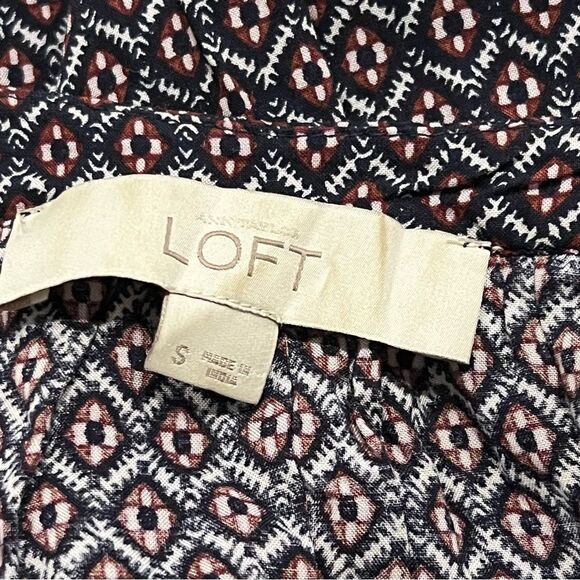 Ann Taylor Loft Mixed Geo Peasant 3/4 Sleeve Blouse Size Small - Picture 9 of 11